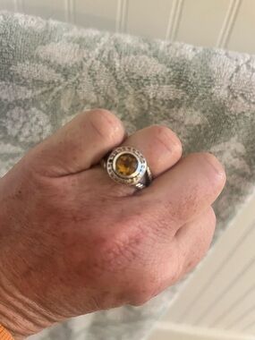 David Yurman Silver Ring with Golden Citrine Center